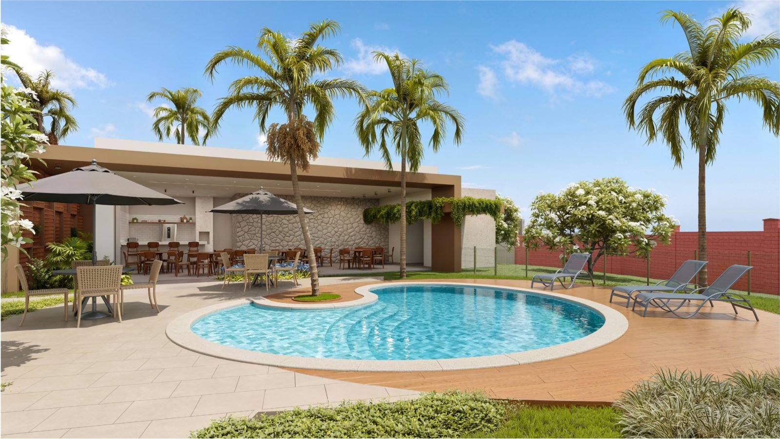 Gourmet com piscina — Perspectiva ilustrativa