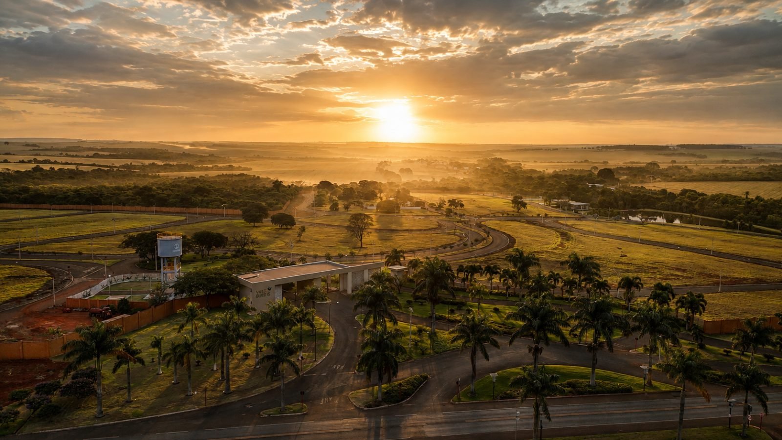 Horizonte aberto sobre o condomínio